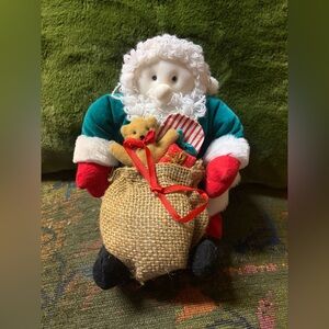 Festive Santa Claus Plush with Burlap Sack